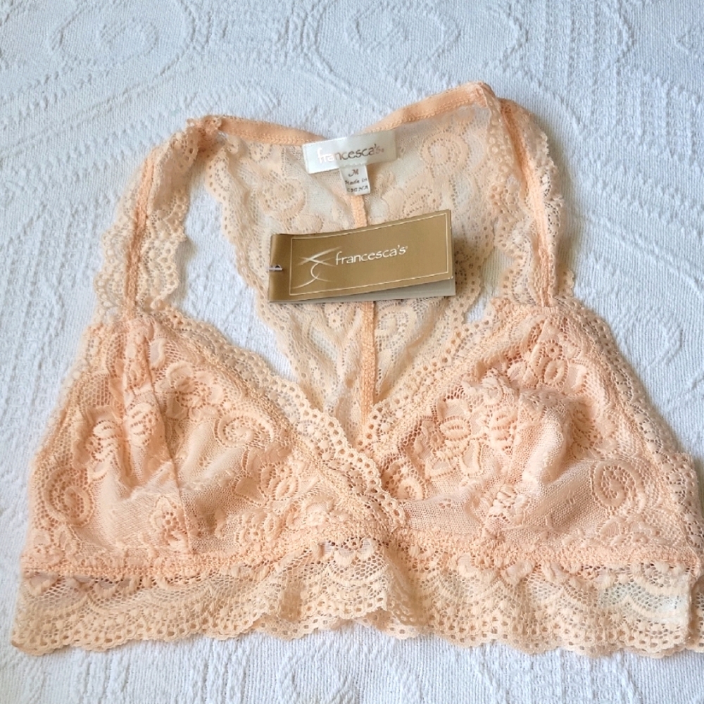 Francesca's Collections Soft Coral Lace Bralette